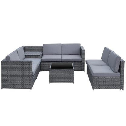Nancy's Sanger Lounge set - Garden set - Storage baskets - Sofas - Seating set - Side table - Gray - Polyrattan - Steel