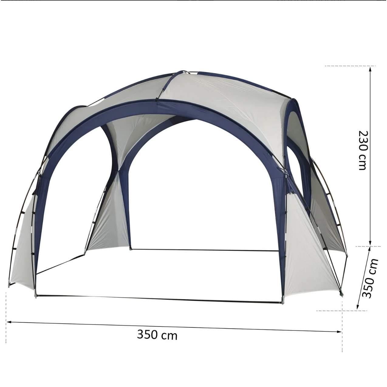 Nancy's Gladstone Partytent - Tuinpaviljoen - Weerbestendig - Glasvezelstang - Polyester - Crème - Wit - Blauw - 350 x 350 cm