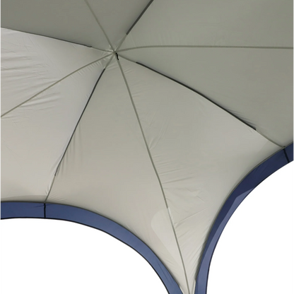 Tente de fête Gladstone de Nancy - Pavillon de jardin - Résistant aux intempéries - Poteau en fibre de verre - Polyester - Crème - Blanc - Bleu - 3,5 x 3,5 x 2,3 m