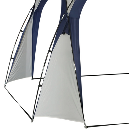 Tente de fête Gladstone de Nancy - Pavillon de jardin - Résistant aux intempéries - Poteau en fibre de verre - Polyester - Crème - Blanc - Bleu - 350 x 350 cm