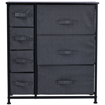 Nancy's Shoreview Chest of Drawers - Storage Cabinet - Chest of Drawers - 7 Fabric Drawers - Wood - Linen - Gray - 63.5 x 30 x 71 cm 
