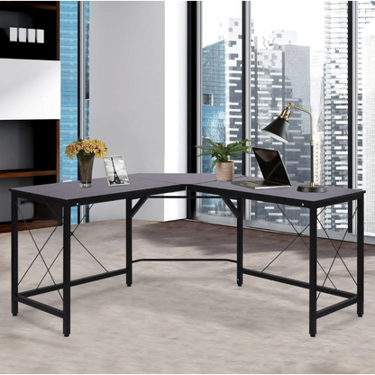 Nancy's Maywood Corner desk - Computer table - Office table - Metal - MDF - Black - L-Shape - L150 x W150 x H76 cm 