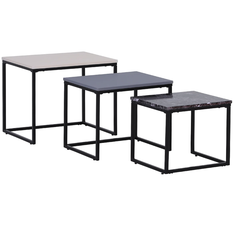 Nancy's Magna Coffee Tables - Set Of 3 - Side Tables - Coffee Tables - Metal - MDF - Various Dimensions 