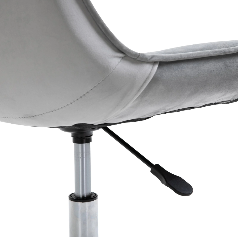 Chaise de bureau Nancy's Pearl - Chaise pivotante - Fauteuil - Roulettes - Hauteur réglable - Rotatif à 360° - Velours - Gris - 52,5 x 60 x 82-91 cm