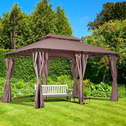 Nancy's Bellflower Tuinpaviljoen - Partytent - Tuintent - Overkapping - Zijwanden - Staal - Koffie - 400 x 300 cm