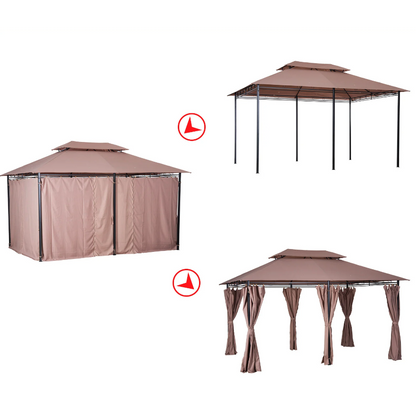 Nancy's Bellflower Tuinpaviljoen - Partytent - Tuintent - Overkapping - Zijwanden - Staal - Koffie - 400 x 300 cm