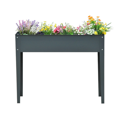 Nancy's Berwyn Plantenbak - Bloembak - Verhoogde Bloembak - 3 Afvoergaten - Metaal - Poten - Grijs - 100 x 30 x 80 cm