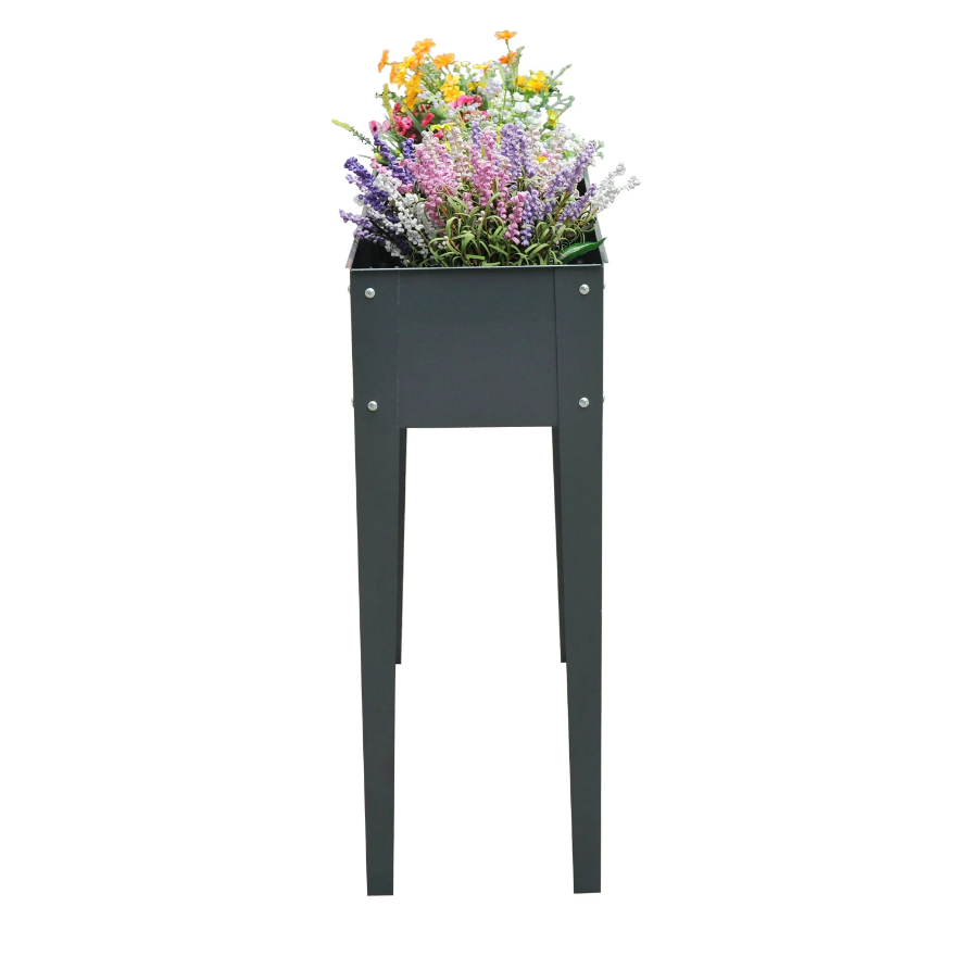 Nancy's Berwyn Plantenbak - Bloembak - Verhoogde Bloembak - 3 Afvoergaten - Metaal - Poten - Grijs - 100 x 30 x 80 cm