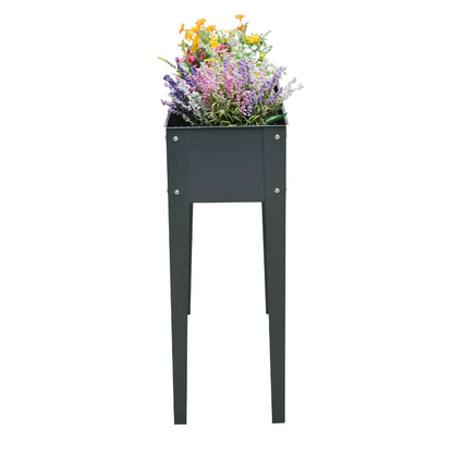 Nancy's Berwyn Plantenbak - Bloembak - Verhoogde Bloembak - 3 Afvoergaten - Metaal - Poten - Grijs - 100 x 30 x 80 cm