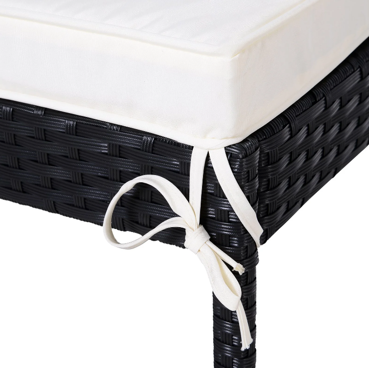 Nancy's Waukee Loungeset - Set Van 3 - Ligstoelen - Loungestoel - Bijzettafel - Verstelbaar - Zwart/Wit