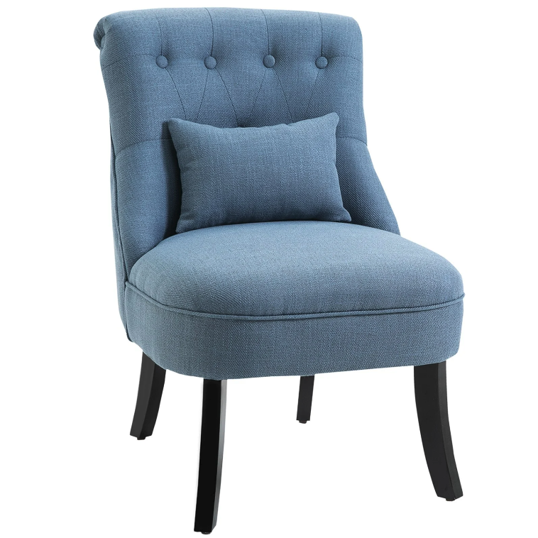 Nancy's Edgewater Armchair - Upholstered Chair - Lounge Chair - Reading Chair - Linen - Blue - 52.5 x 69 x 77 cm
