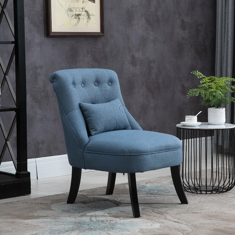 Nancy's Edgewater Armchair - Upholstered Chair - Lounge Chair - Reading Chair - Linen - Blue - 52.5 x 69 x 77 cm
