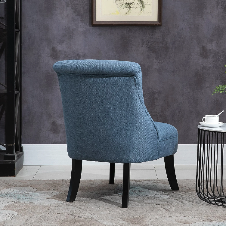 Nancy's Edgewater Fauteuil - Gestoffeerde Stoel - Loungestoel - Leesstoel - Linnen - Blauw- 52.5 x 69 x 77 cm