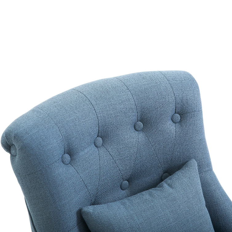 Fauteuil Edgewater de Nancy - Chaise rembourrée - Chaise longue - Chaise de lecture - Lin - Bleu - 52,5 x 69 x 77 cm