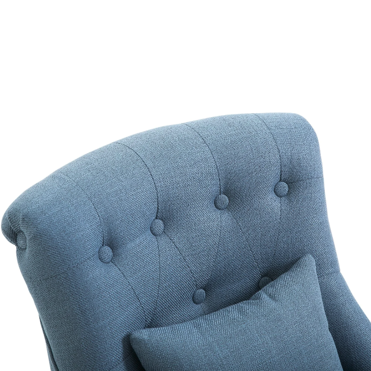 Nancy's Edgewater Fauteuil - Gestoffeerde Stoel - Loungestoel - Leesstoel - Linnen - Blauw- 52.5 x 69 x 77 cm