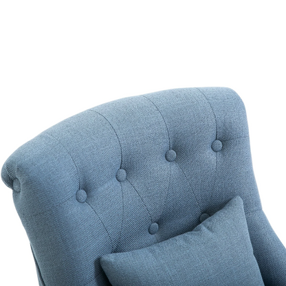 Fauteuil Edgewater de Nancy - Chaise rembourrée - Chaise longue - Chaise de lecture - Lin - Bleu - 52,5 x 69 x 77 cm