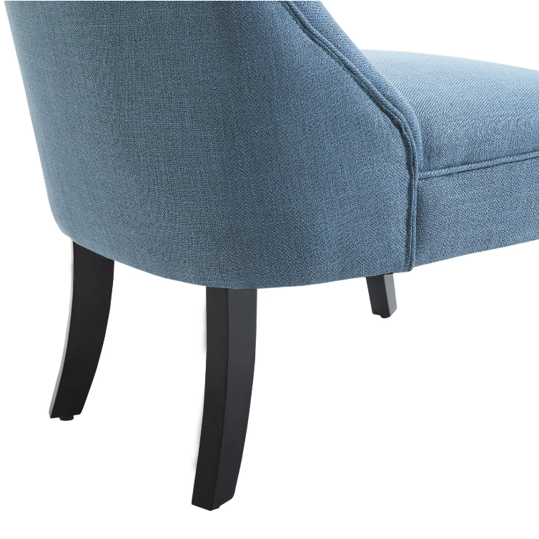 Nancy's Edgewater Fauteuil - Gestoffeerde Stoel - Loungestoel - Leesstoel - Linnen - Blauw- 52.5 x 69 x 77 cm