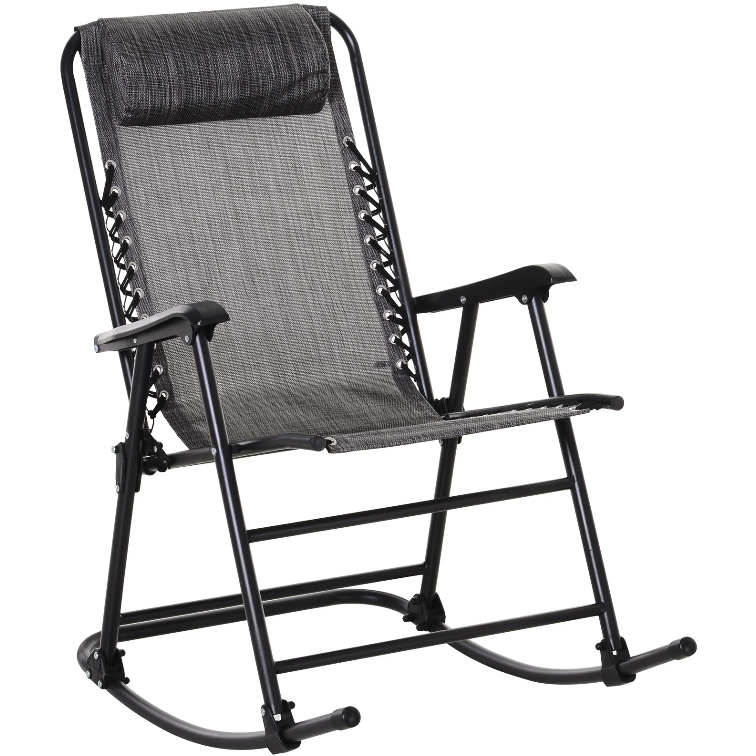 Nancy's Farragut Rocking chair - Chaise longue - Chaise de jardin - Pliable - Gris - Acier - 90 x 64 x 110 cm 