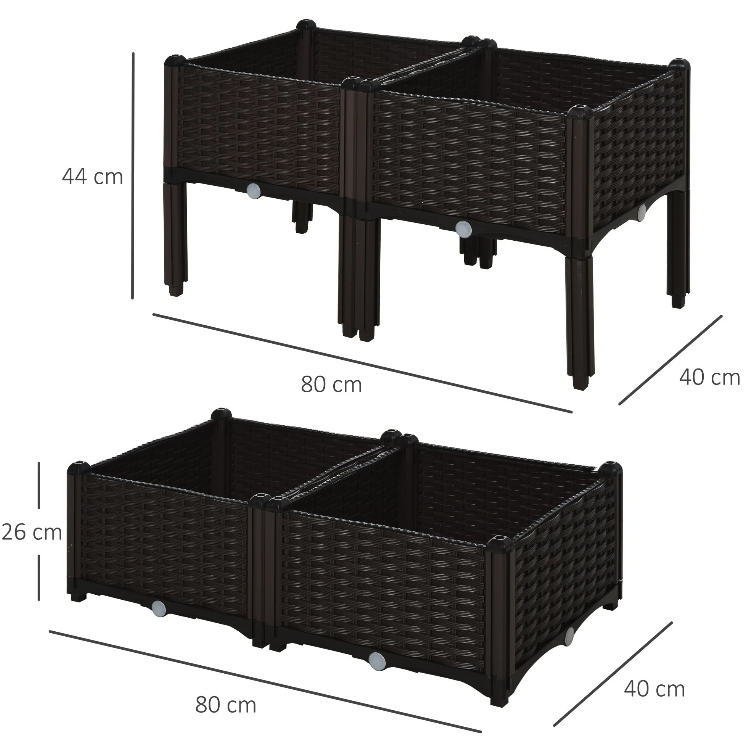 Nancy's Rosemont Planter - Raised Flower Bed - Garden Bed - Plant Bed - Rattan - ± 40 x 40 x 45 cm