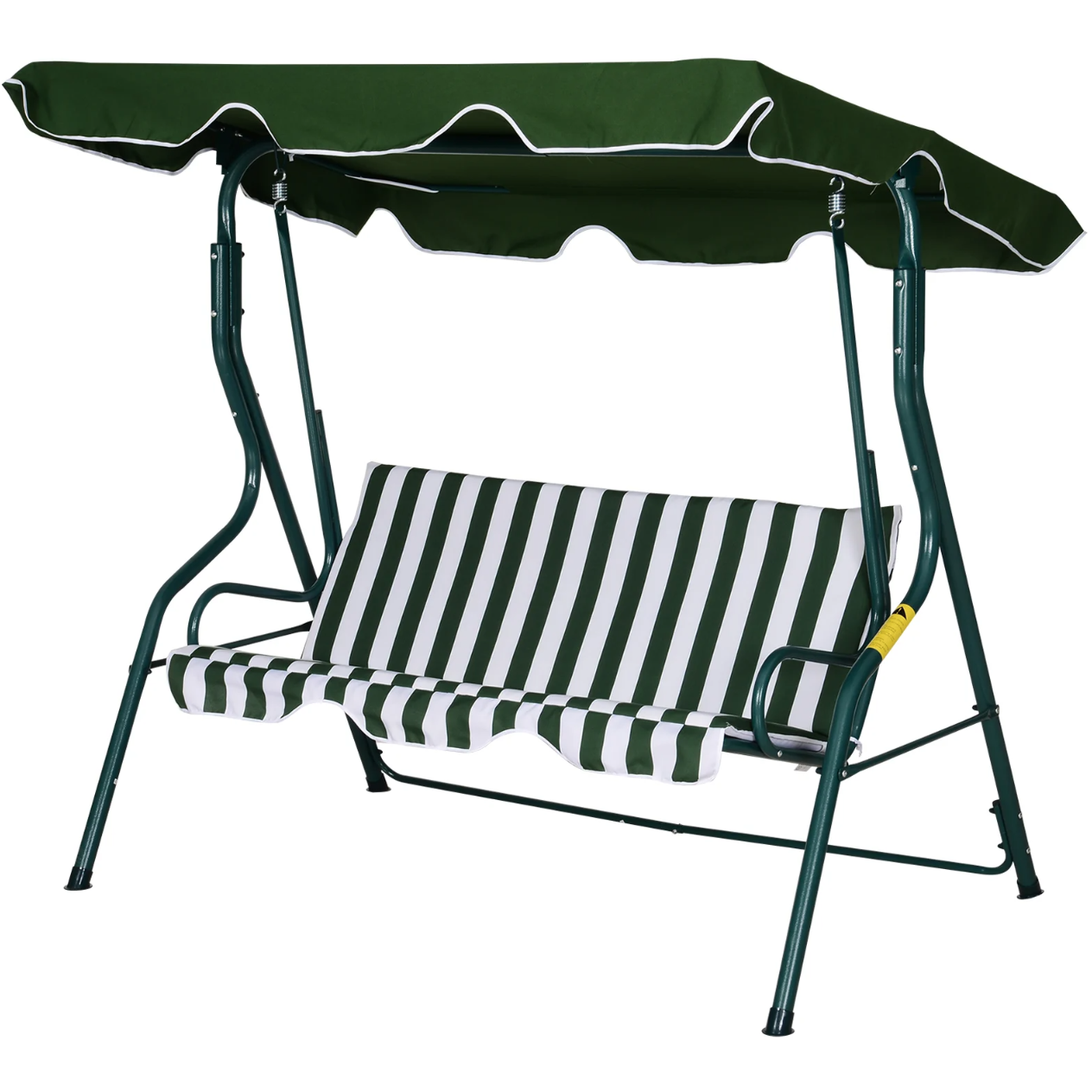Nancy's Benbrook Tuinschommel - Schommelbank - Verstelbare Zonnekap - Metaal - Groen - Wit - Polyester - Schuim -