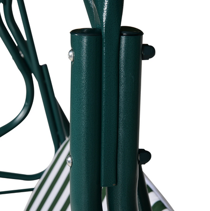 Nancy's Benbrook Tuinschommel - Schommelbank - Verstelbare Zonnekap - Metaal - Groen - Wit - Polyester - Schuim -