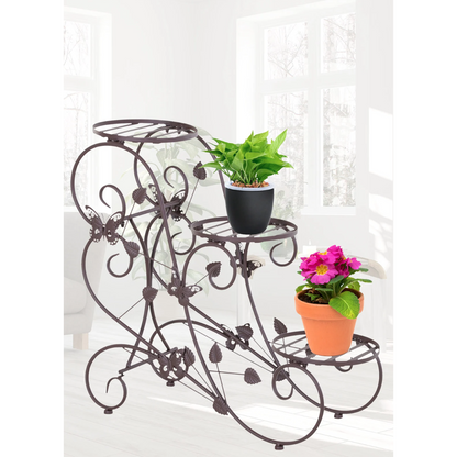 Nancy's Avon Plantentrap - Plantenrek - Bloemenstandaard - Metaal - Brons - 3 Niveaus - 75 x 28 x 66 cm