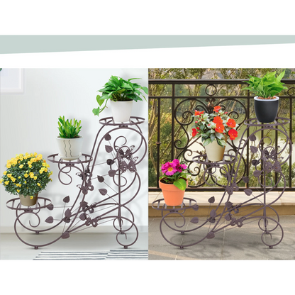 Nancy's Avon Plantentrap - Plantenrek - Bloemenstandaard - Metaal - Brons - 3 Niveaus - 75 x 28 x 66 cm