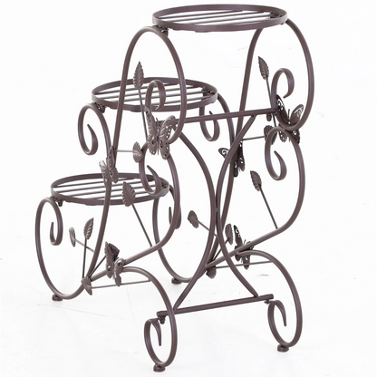 Nancy's Avon Plantentrap - Plantenrek - Bloemenstandaard - Metaal - Brons - 3 Niveaus - 75 x 28 x 66 cm