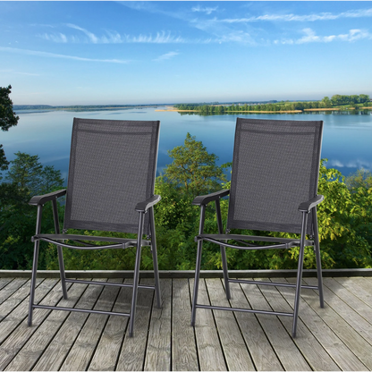 Nancy's Pace Tuinstoelen - Klapstoelen - Set Van 2 - Armleuningen - Campingstoel - Metaal - Zwart - 58 x 64 x 94 cm