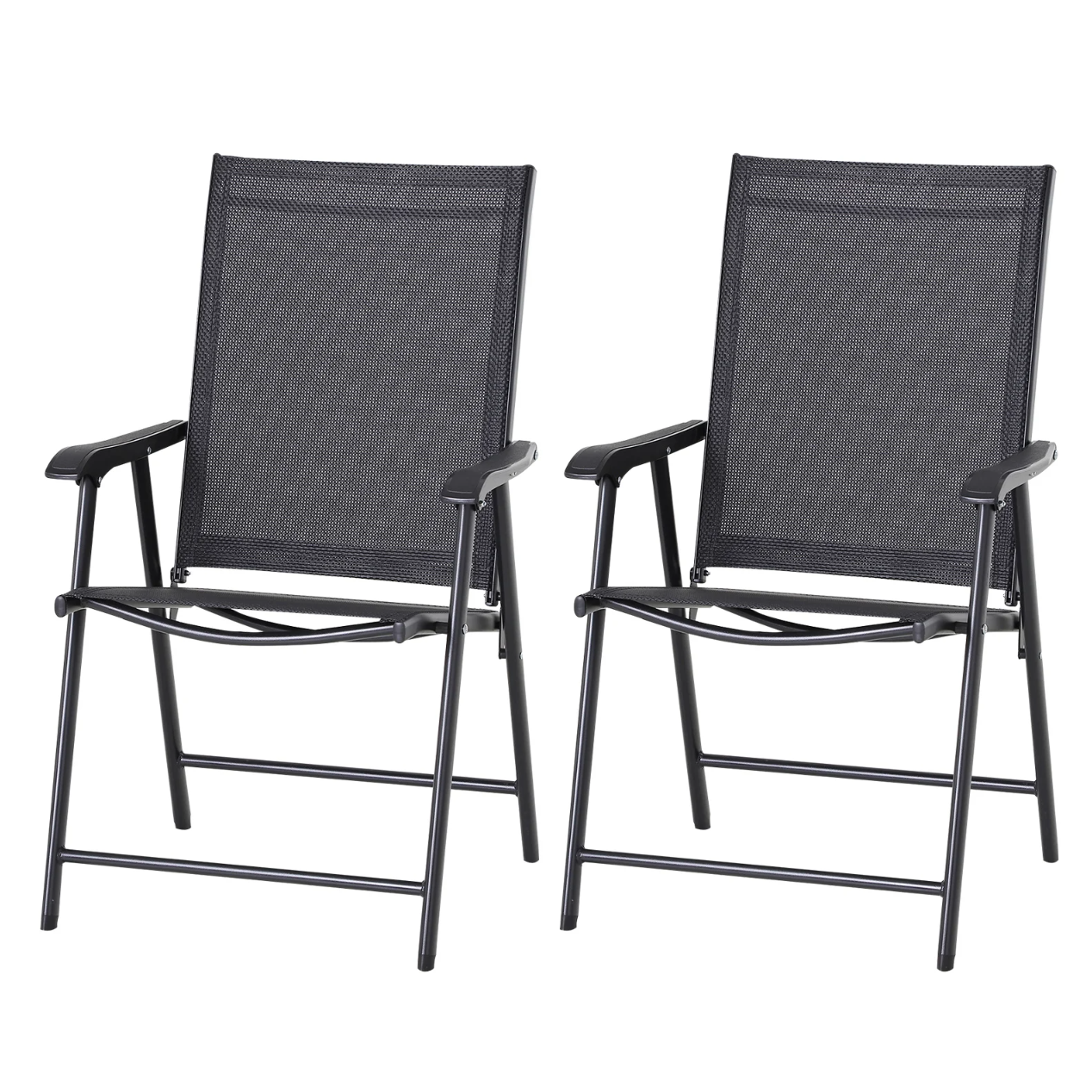 Nancy's Pace Tuinstoelen - Klapstoelen - Set Van 2 - Armleuningen - Campingstoel - Metaal - Zwart - 58 x 64 x 94 cm