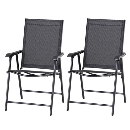 Nancy's Pace Tuinstoelen - Klapstoelen - Set Van 2 - Armleuningen - Campingstoel - Metaal - Zwart - 58 x 64 x 94 cm
