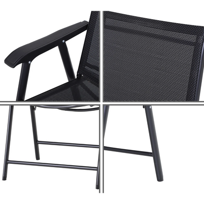 Nancy's Pace Tuinstoelen - Klapstoelen - Set Van 2 - Armleuningen - Campingstoel - Metaal - Zwart - 58 x 64 x 94 cm