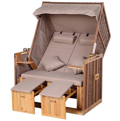 Nancy's Dolton Loungebed - Strandstoel - Loungestoel - Ligstoel - 2 Persoons - Beige