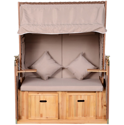 Nancy's Dolton Loungebed - Strandstoel - Loungestoel - Ligstoel - 2 Persoons - Beige