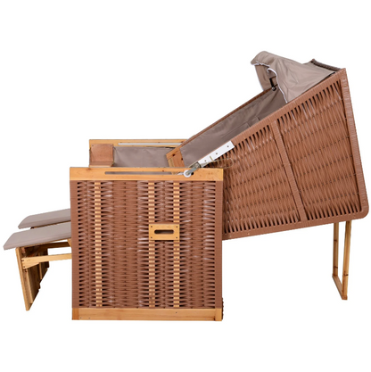 Nancy's Dolton Loungebed - Strandstoel - Loungestoel - Ligstoel - 2 Persoons - Beige