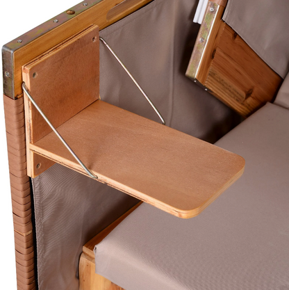 Nancy's Dolton Beach Chair - Chaise longue - Chaise longue - Porte-gobelets - Repose-pieds - Auvent - Dossier réglable - Rotin - Marron - Métal - Bois - 118 x 79 x 150 cm