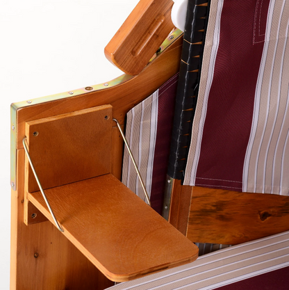 Nancy's Brent Beach Chair - Chaise longue - Chaise longue - Porte-gobelets - Repose-pieds - Auvent - Dossier réglable - Rotin - Rouge - Blanc - Métal - Bois - 118 x 79 x 150 cm