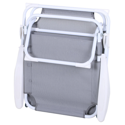 Nancy's Sequim Ligstoel - Loungestoel - Strandstoel - Opvouwbaar - 4-Laags - Armleuning - Mesh - Stof - Grijs - 160 x 66 x 80 cm