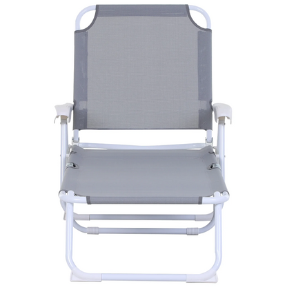 Nancy's Sequim Lounger - Lounge chair - Beach chair - Foldable - 4-Layer - Armrest - Mesh - Fabric - Gray - 160 x 66 x 80 cm