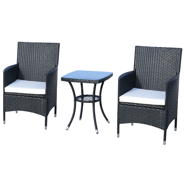 Nancy's Mukwonaga Tuinset - Bistroset - Loungeset - 3-delige Tuin Set - Rotan - Zwart