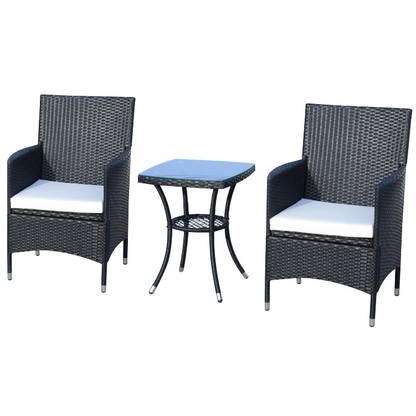 Nancy's Mukwonaga Tuinset - Bistroset - Loungeset - 3-delige Tuin Set - Rotan - Zwart