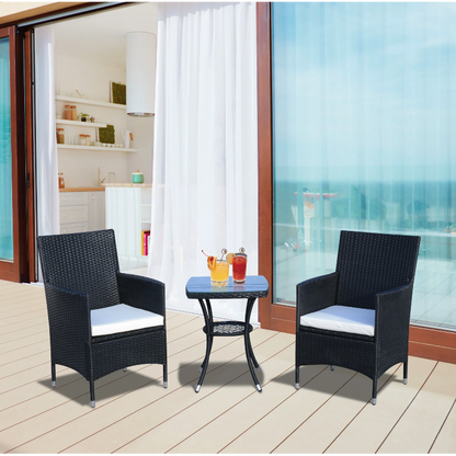 Nancy's Mukwonaga Tuinset - Bistroset - Loungeset - 3-delige Tuin Set - Rotan - Zwart