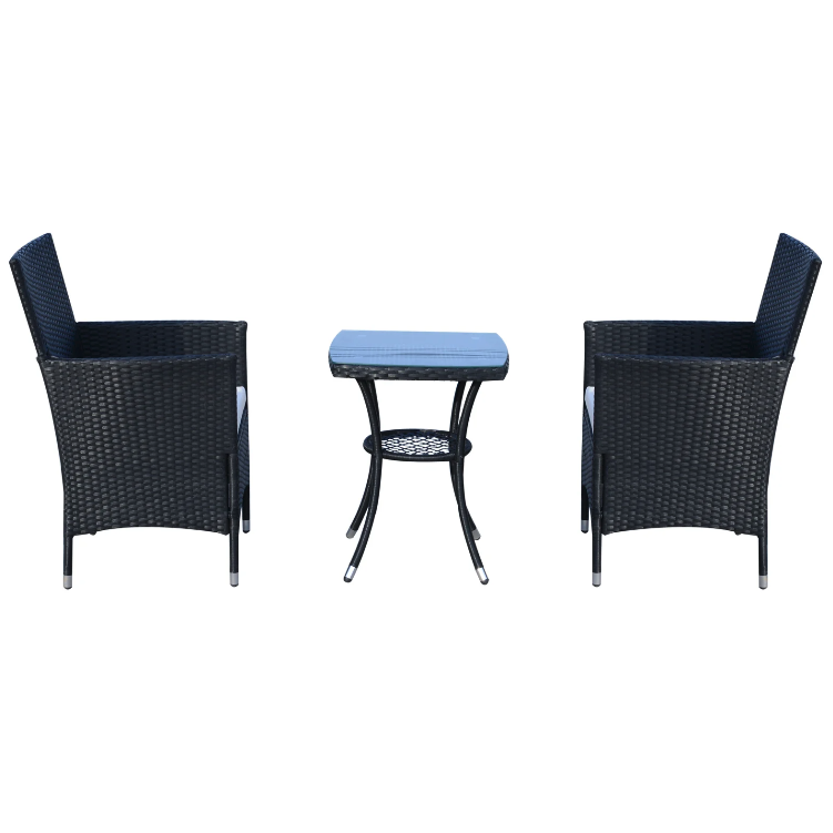 Nancy's Mukwonaga Tuinset - Bistroset - Loungeset - 3-delige Tuin Set - Rotan - Zwart