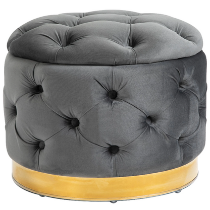 Nancy's Silverdale Hocker - Poef - Opbergruimte - Ottoman - Populierenhout - Antraciet - Grijs - ± 55 x 55 x 40 cm