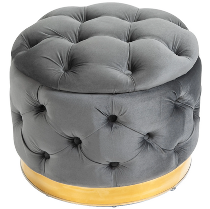 Nancy's Silverdale Hocker - Poef - Opbergruimte - Ottoman - Populierenhout - Antraciet - Grijs - ± 55 x 55 x 40 cm