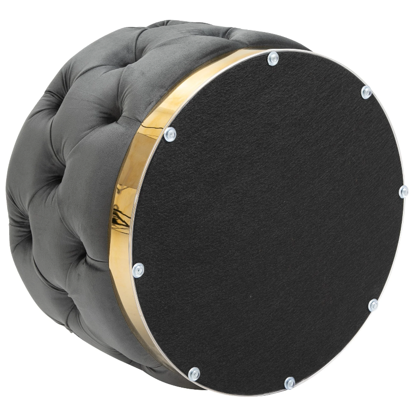 Nancy's Silverdale Hocker - Pouf - Espace de rangement - Ottoman - Bois de peuplier - Anthracite - Gris - Jaune - 55 x 55 x 42 cm