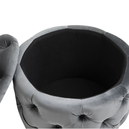 Nancy's Silverdale Hocker - Poef - Opbergruimte - Ottoman - Populierenhout - Antraciet - Grijs - ± 55 x 55 x 40 cm