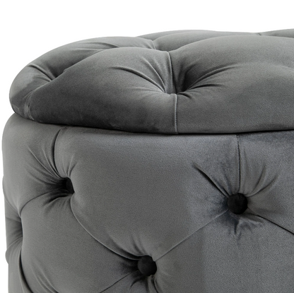 Nancy's Silverdale Hocker - Poef - Opbergruimte - Ottoman - Populierenhout - Antraciet - Grijs - ± 55 x 55 x 40 cm