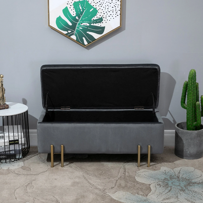 Nancy's Allendale Hocker - Footstool - Stool - Storage space - Upholstered - Dark gray - Iron - 100 x 40 x 42 cm