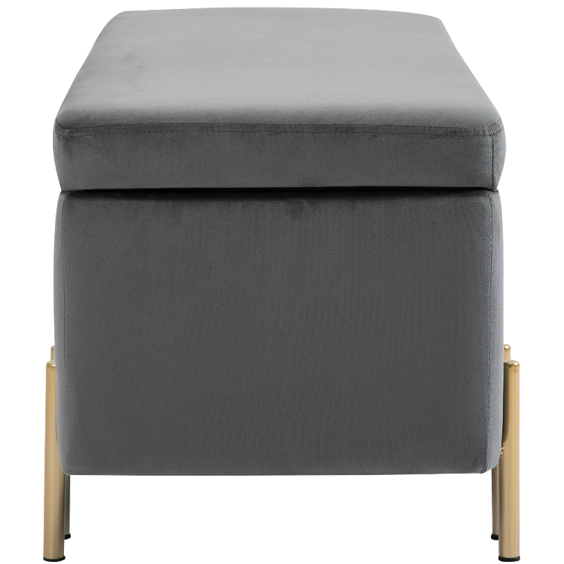 Nancy's Allendale Hocker - Repose-pieds - Tabouret - Espace de rangement - Rembourré - Gris foncé - Fer - 100 x 40 x 42 cm